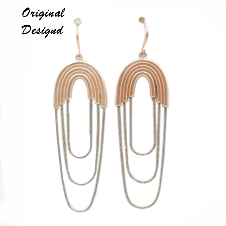 

Original design New Style Customized brass hoop fashionable long vintage plating gold earring, As picture