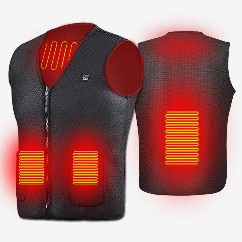 

Mens Three-Speed USB 5V Heated winter Warm V-neck zipper heating waistcoat neoprene vests jacket