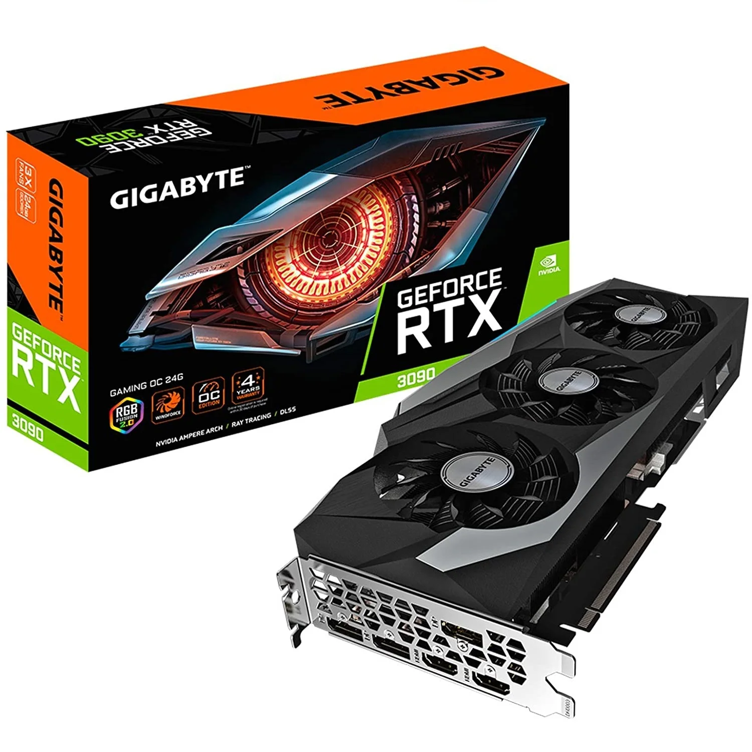 

Nvidia GeForce RTX 3090 overclocked version 24GB GDDR6X gaming graphics card with Axial-tech fan and central static