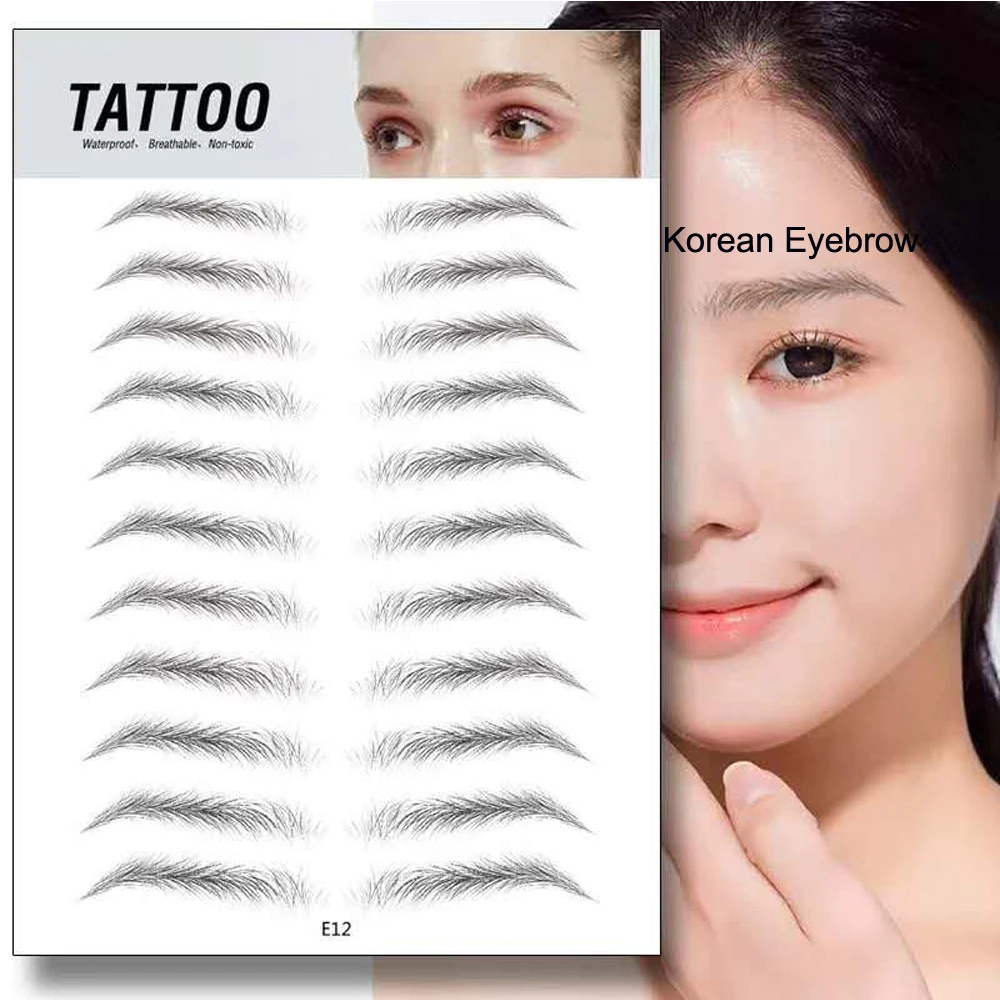 

Impeccable Waterproof Transfer Fake Korean Eyebrow Sticker Temporary Eyebrow Tattoos, Transparent & black