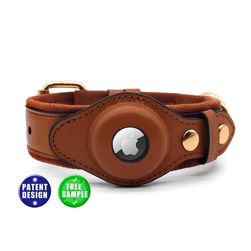 

custom private label buckle neo quality gps genuine leather dog training collar tracker and leash, Brown,black