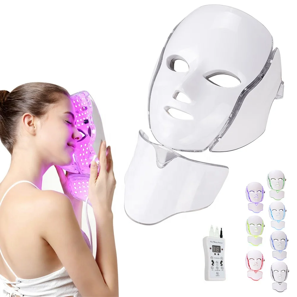 

Pdt Therapy 7 Color Light Photon Mask Electric Face Led Facial Masks, White,other colors can be customized