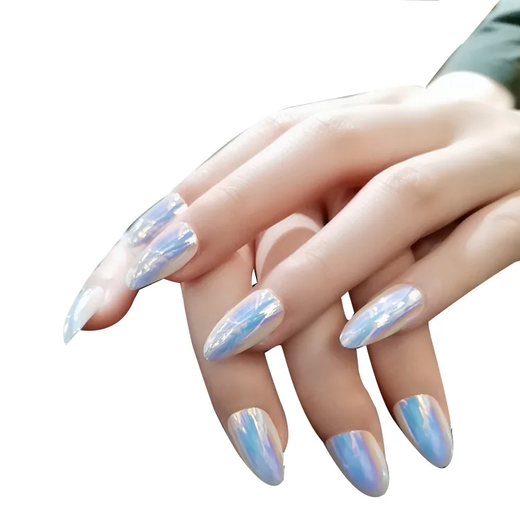 

Luxury metallic ombre false nails full cover artificial nails stiletto chrome press-on nails, Multi color
