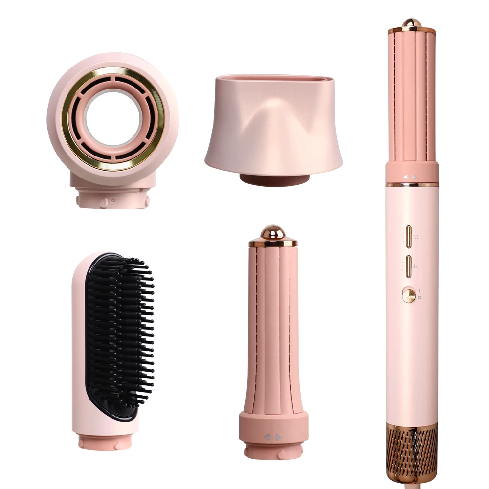 

Professional Ionic High Speed Hair Dryer Hot Air Brush Auto Air Wrap Curler Blow Dryer Comb Ionic 5 in 1 Hair Styler Curler