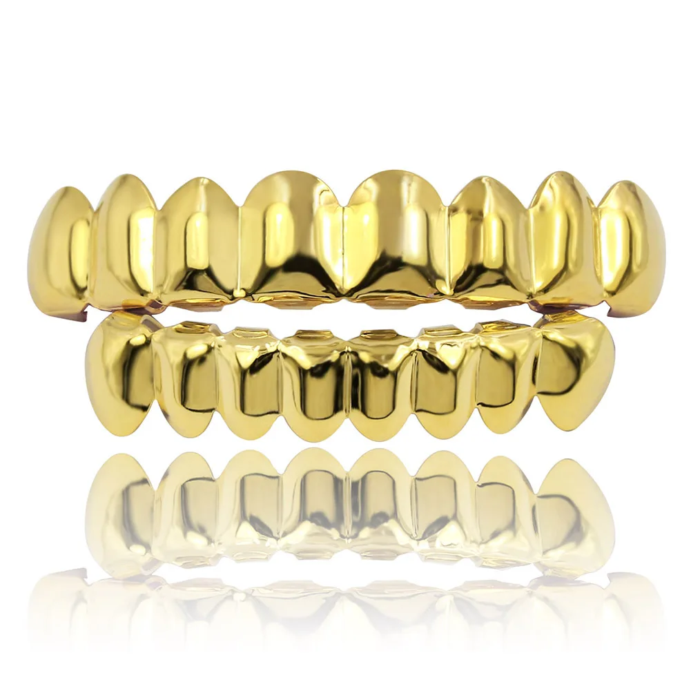 

18K Gold Plated Hip Hop Rapper Custom Fit Polished Teeth Grillz for Men and Women