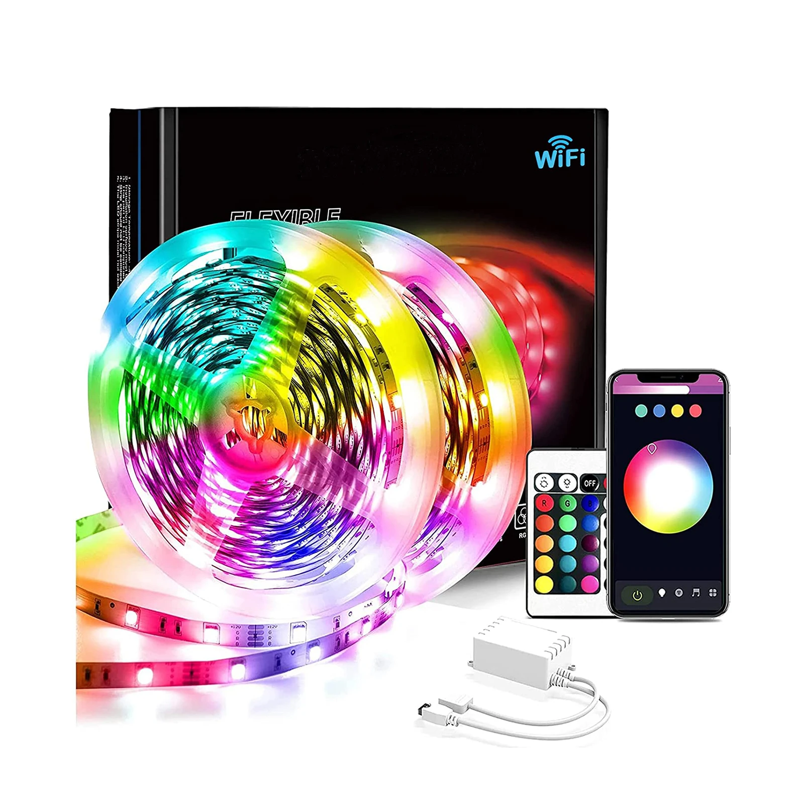 

RGB 12V 5050 20m Tuya App Control Work with Alexa and Google Color Changing Smart Led Strip Lights