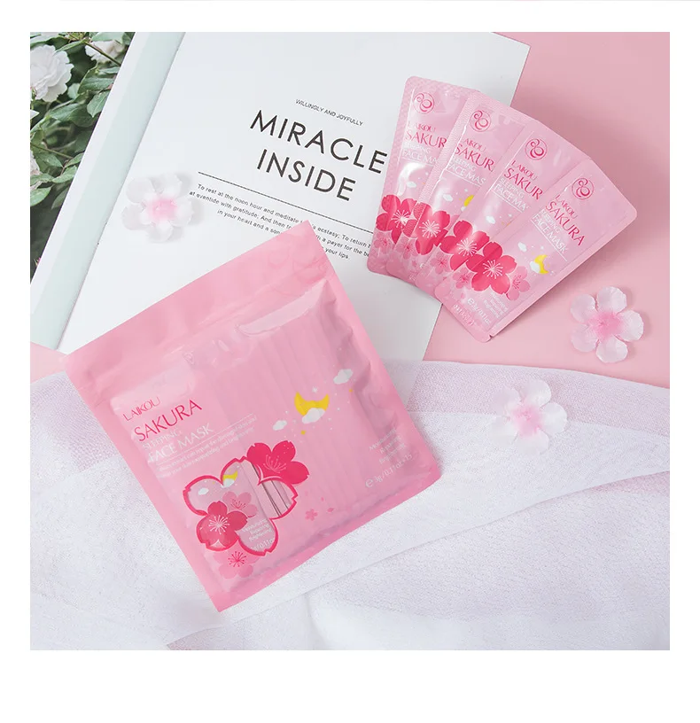

LAIKOU SAKURA Cherry Blossoms Sleeping Face Mask Female Sleep Face Mask Women Facial Sleeping Mask For Night
