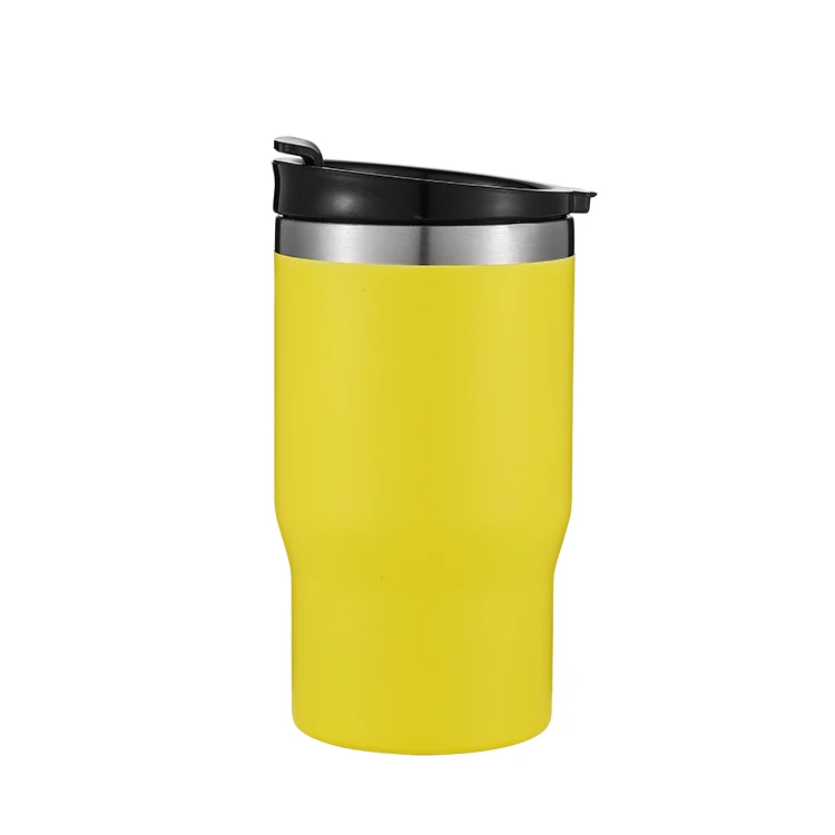 

yellow black color customized insulated can cooler stainless steel with lid, Customized color