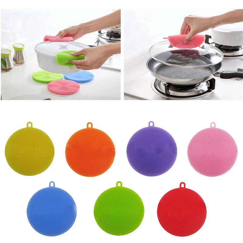 

Food Grade Silicone Double-sided Dishwashing Brush Fruit and Vegetable Cleaning Brush 1PCS 2020 Hot selling, Multicolor
