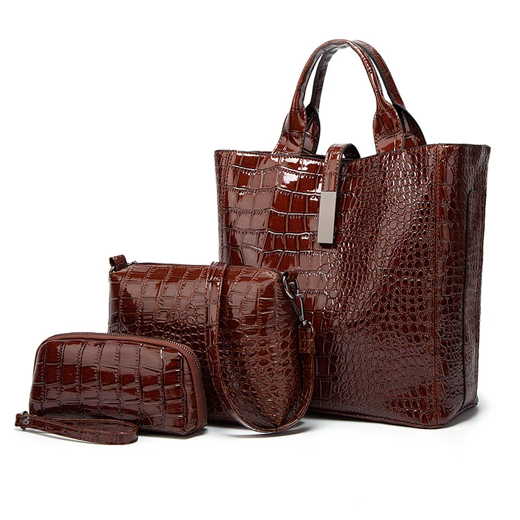 

High Quality 3pcs Set Croc Tote Bags Designer Hand Bags Tote Bag Organizer, 3 colors