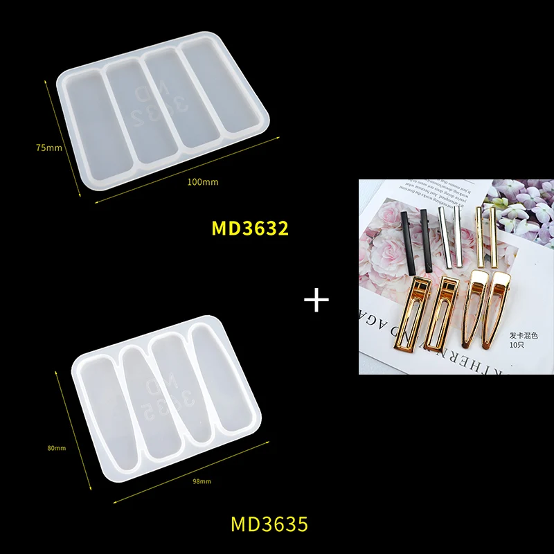 

Lovely Hairpin Metal Clasp Hairpin Mold Set DIY Various Matching Hairpin Epoxy Resin Mold Jewelry Craft