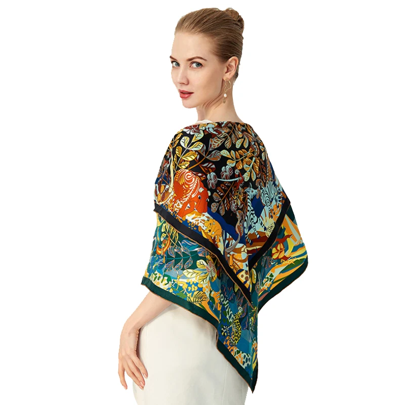 

Wholesale Fashions Square Silk Scarves Head Scarf Custom Bandana Printing for Women Summer Scarf 100% Silk