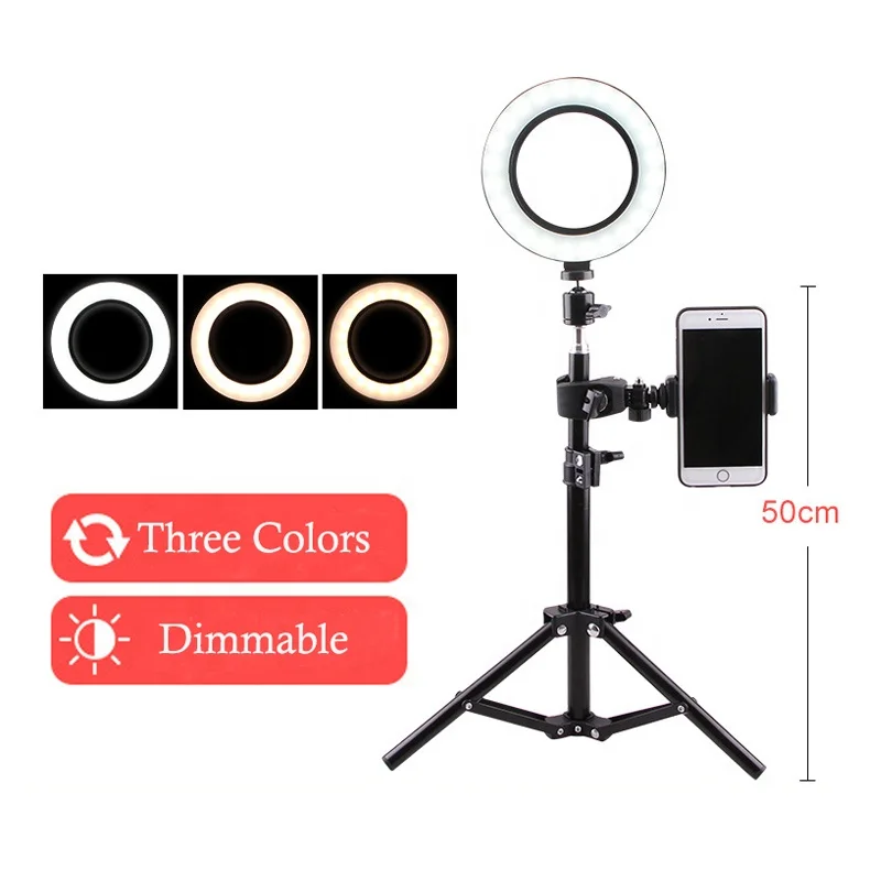 

Portable Selfie Light Cell Phone Stand Holder Professional LED Ring Fill Light Case LED Ring Light, Black