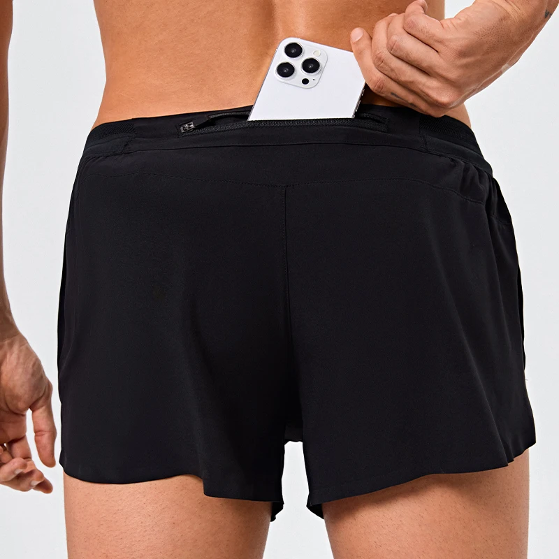 Men's Quick Dry Fitness Shorts Breathable Polyester Spandex Gym Wear with Elastic Waist Moisture Wicking Sporty Style