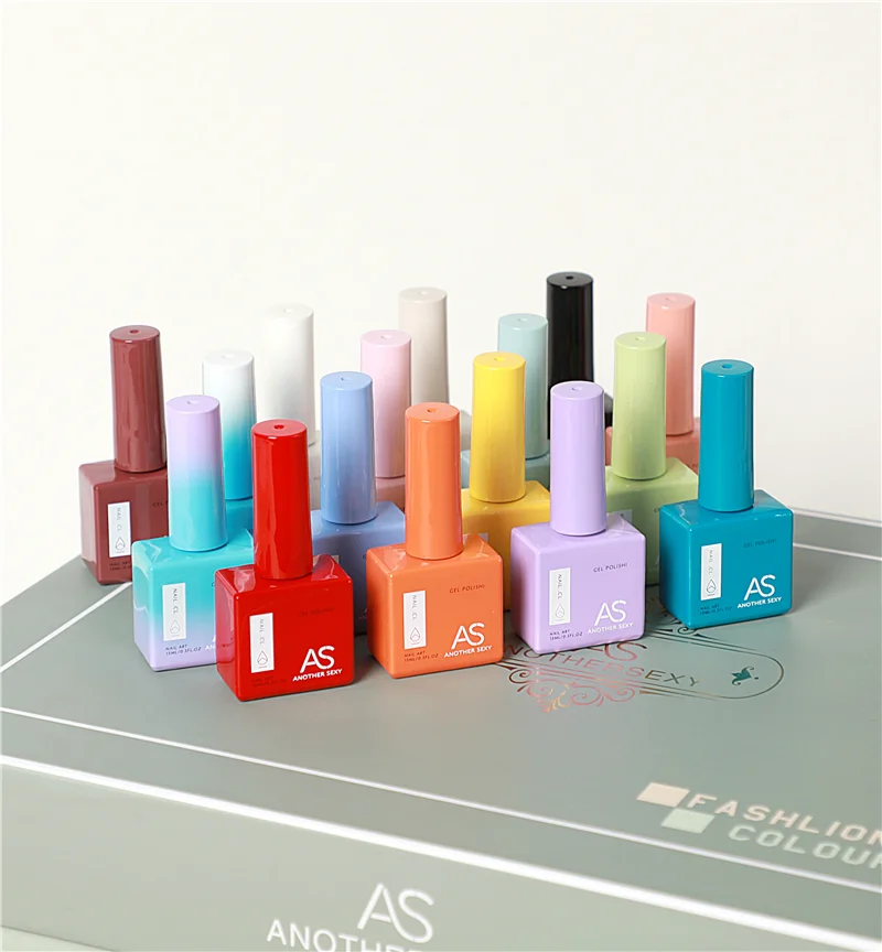 

AS 60 colors Per Bottle Solid Color Nail Art UV Gel Soak Off Nail Gel Polish including color chart board and box