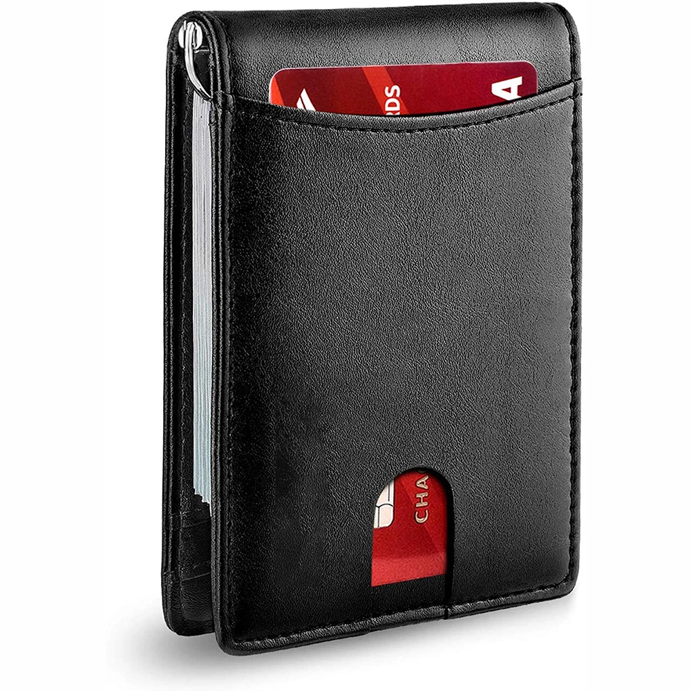 

High Quality Front Pocket Wallets RFID Blocking Bifold Credit Card Holder Mens Slim Money Clip Leather Wallet