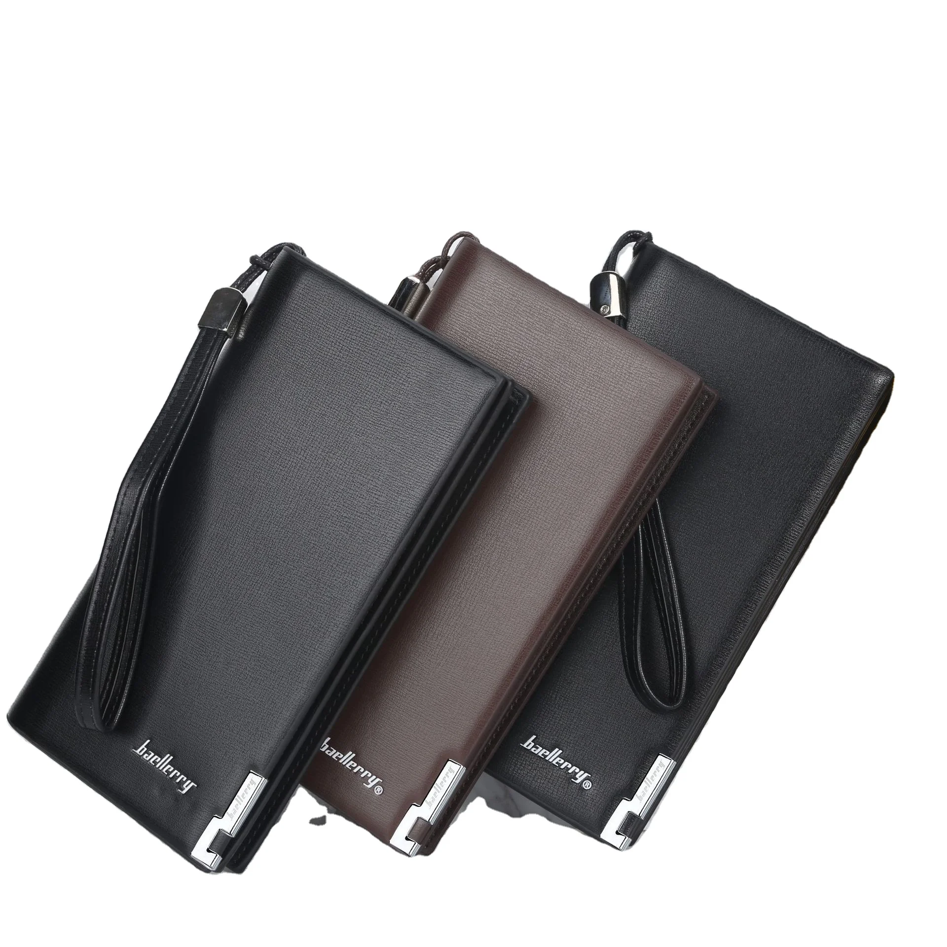 

baellerry men leather wallet with stramp zipper wallets men long purse male clutch casual style long money bag, Black,coffee,gray,gold