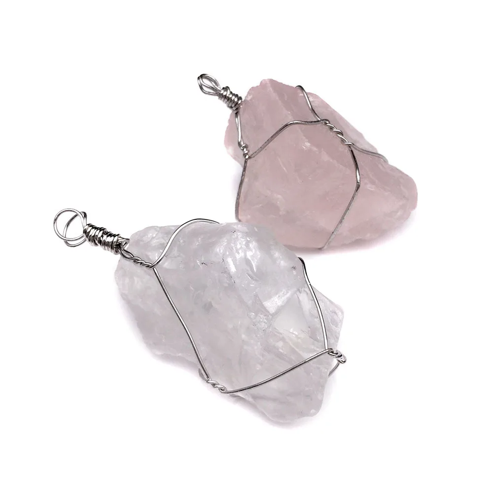 

New Product Rose Quartz Crystal Clear Quartz Pendant