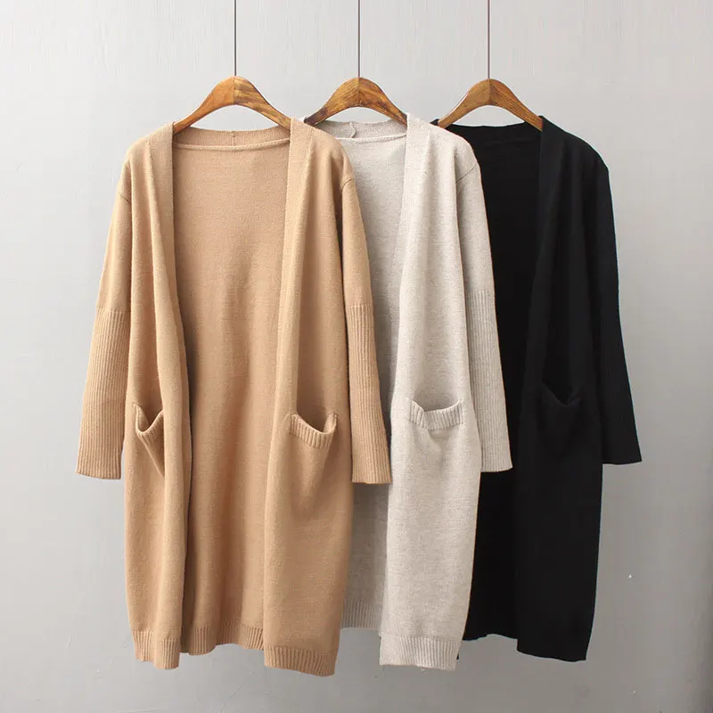 

2020 Casual Fashion Pocket Cardigans Ladies Knit Long Sleeve Cardigan Sweater For Women, 14 colors