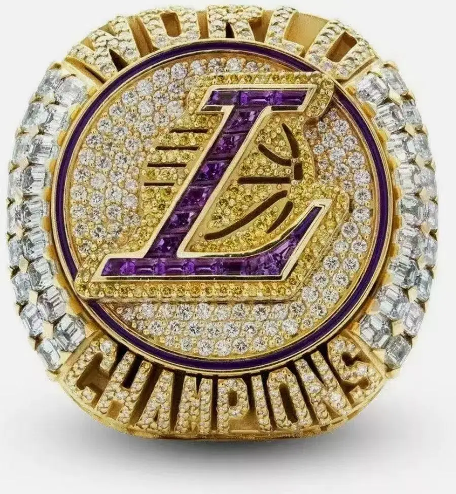 

Wholesale High Quality 8-14 Size Gold 18k Gold Plated+Diamond 2020 Basketball Champion Lakers Rings with Wooden Gift box, As show