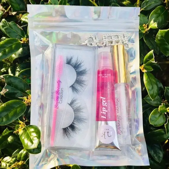 

Wholesale price with vegan eyelash of customized packaging holographic bag and free eyelash brush