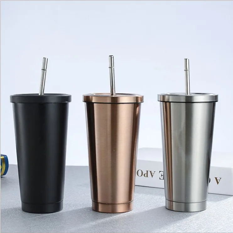 

Popular style customized double wall 304 stainless steel Vacuum insulated Tumbler coffee mugs thermal coffee cups with straw, Available colors or custom colors