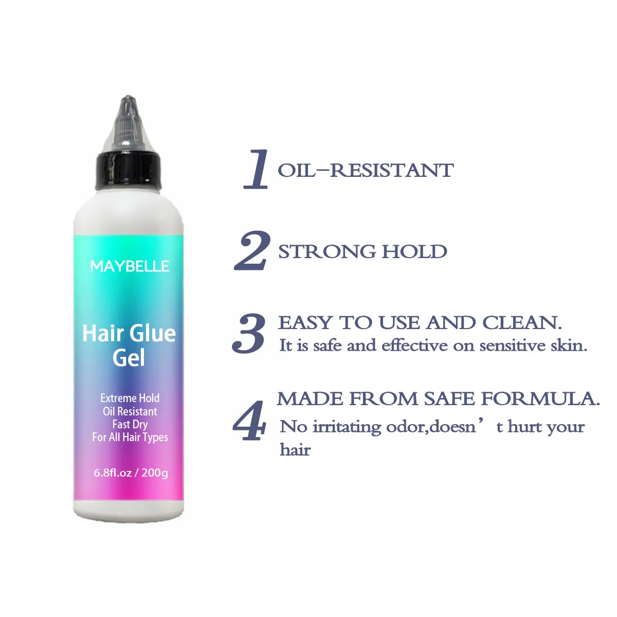 

Private Label Extreme Hold Fast Dry Transparent Invisible Glueless Wig Hair Lace Glue Temporary Liquid Melt Clear Gel, Tranparent