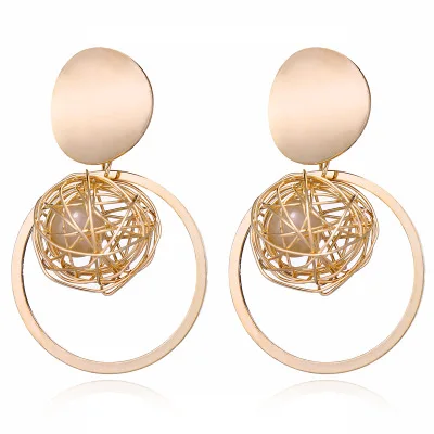 

Jewelry Manufacturer China Dangle Gold Double Disk Earrings For Women