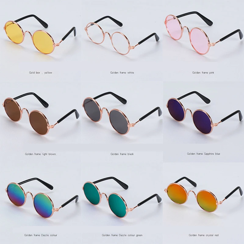 

Manufacturer wholesale cool multi-colors dazzle metal fashion pet dog cat sunglasses, Red,yellow,blue,green,pink,black,white