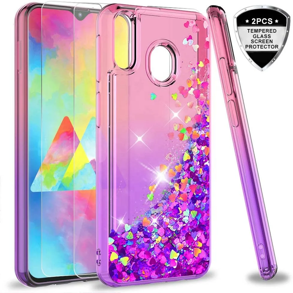 

LeYi protective cell phone release box with tempered glass[2 Pack] for samsung M20 transparency soft tpu pc back cover