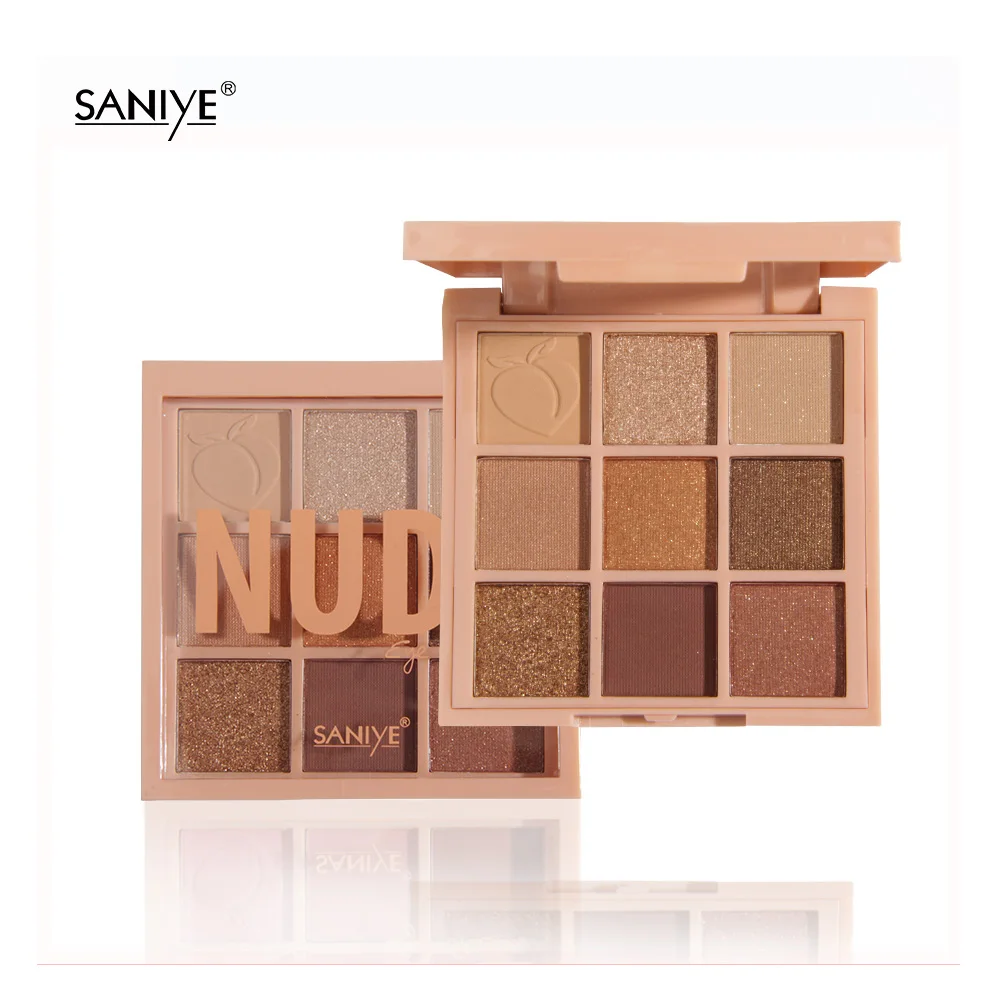 

Saniye hot selling glitter 9 palette eyeshadow makeup costomized 9 eyeshadow palette wholesale high pigment eye shadow palette
