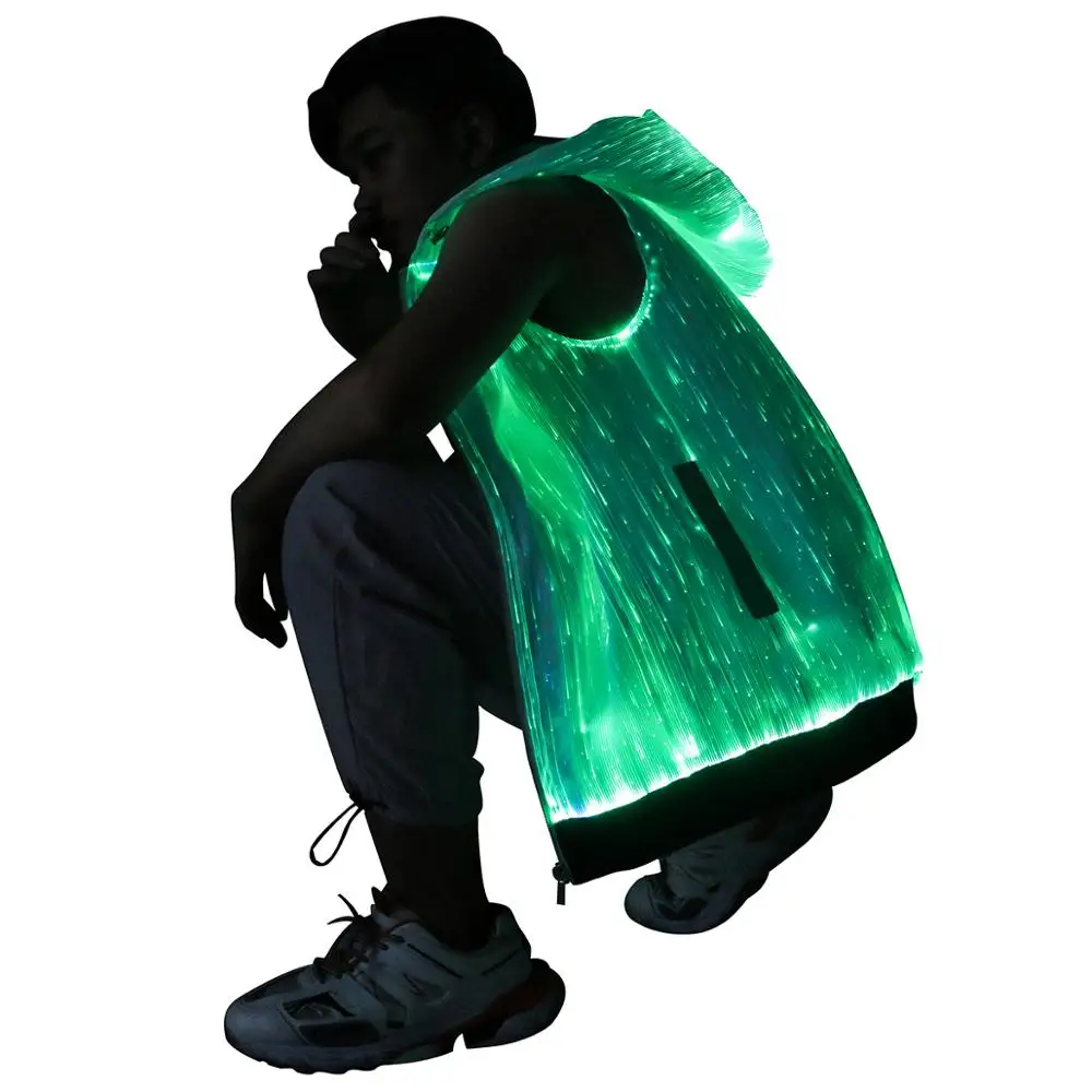 

Sweaters Men Custom Jacket Rave Glowing in the Dark Fiber Optic Luminous Light up LED Hoodies