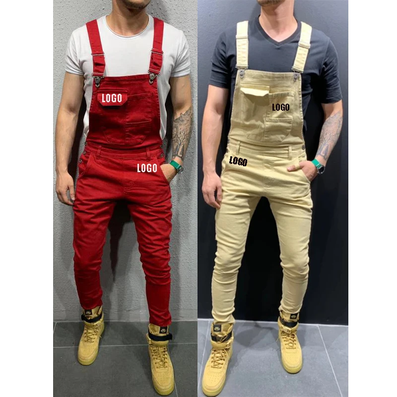 

Free shipping New Fashion Mens Ripped Jeans Jumpsuits Street Distressed Hole Denim Overalls For Men Suspender Pants Collection, Customized color