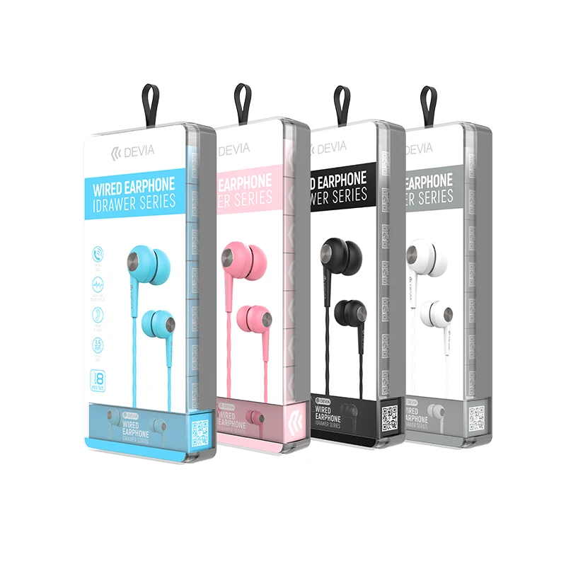 

Devia new 8 in1series In ear colorful 3.5mm Noise Reduction Wired neckband headphones headset, Black, white, pink, blue