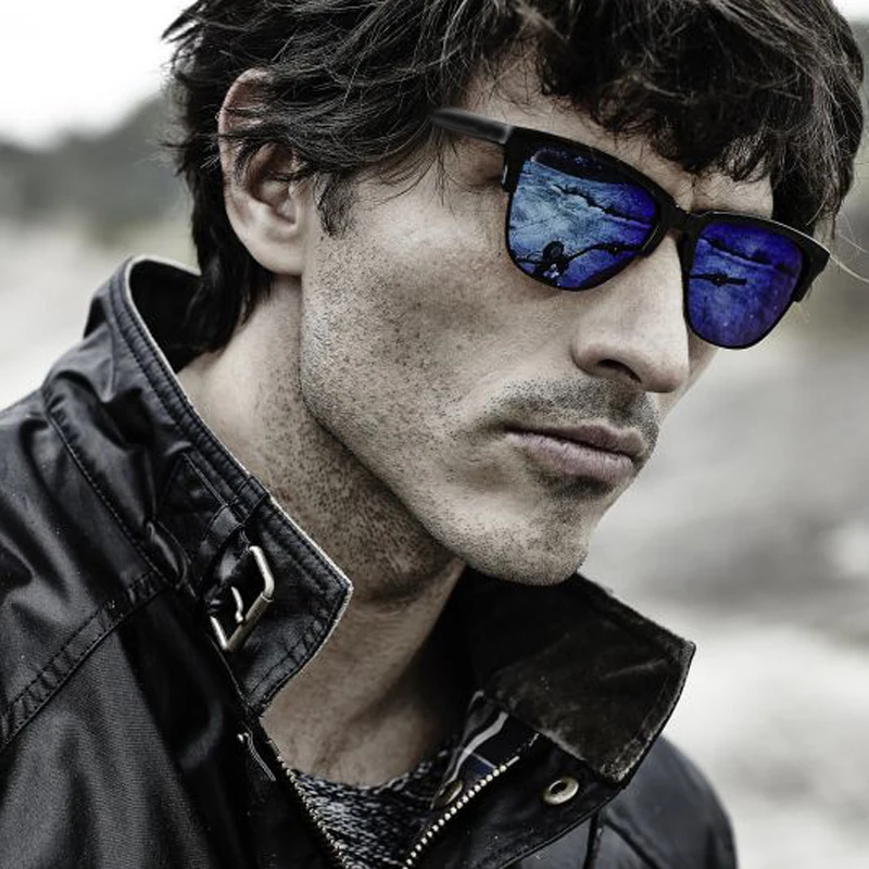 

Custom logo uv400 TR90 frame mirrored polarized mens women wholesale plastic unisex black frame blue lens sunglasses, More than 12 colors