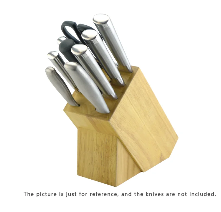 Rubber Wood and  Pine  Wood 9pcs Set Wooden Knife Block