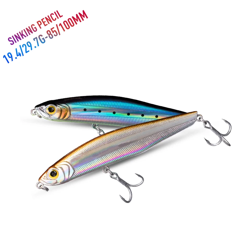 

Kingdom New Slow Sinking Pencil Sea Fishing Lures 85mm 100mm Hard Baits Good Action Swim bait Wobblers High Quality Fishing Lure, 6 colors