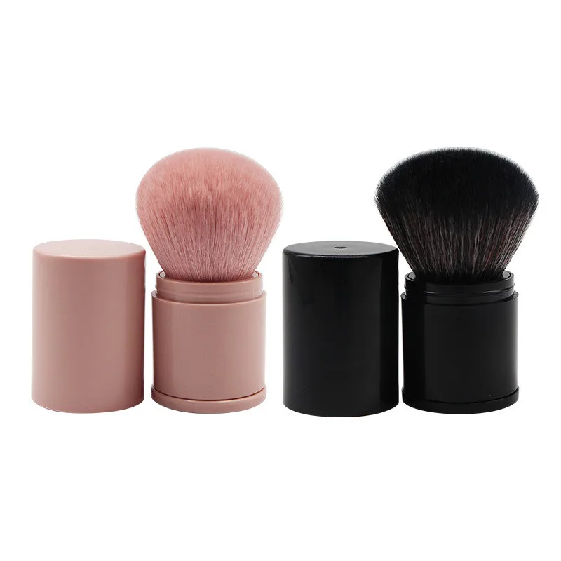 

Synthetic Hair makeup powder brush Plastic retractable loose powder brush Portable blush brush with cover