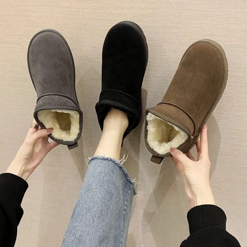 

Low Price Wholesale Fashion Ladies Low Top Kids Women Winter Snow Fur Boots Outdoor Snow Warm Winter Boots for Women, Black, brown, grey