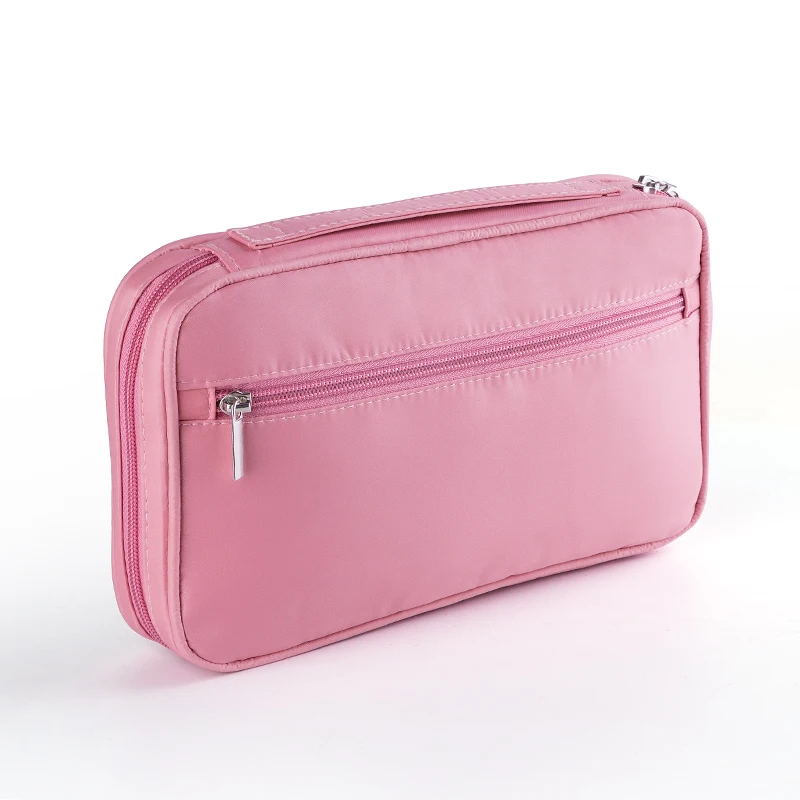 

Portable Girls Beauty Makeup Tool Accessories Pink Brush Holder Cosmetic Canvas Zipper Bag & Case
