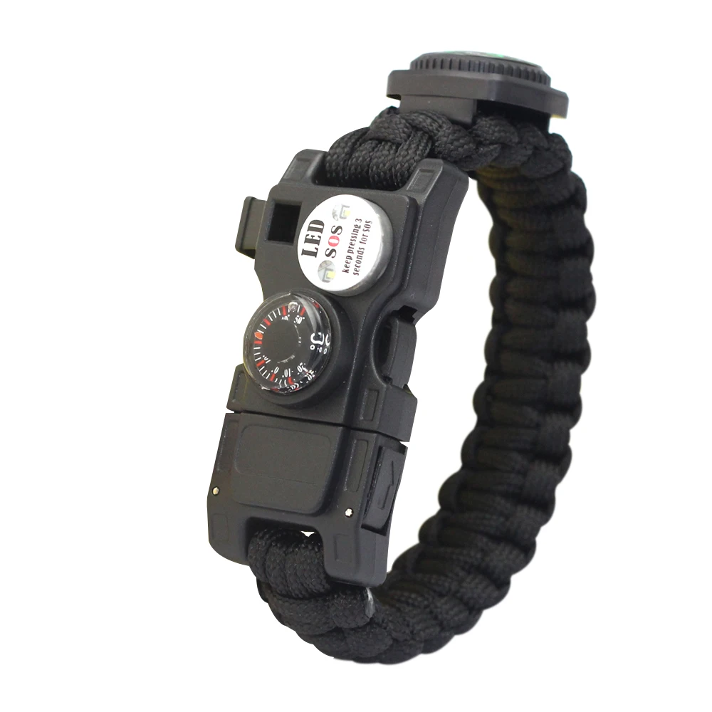 

Multifunctional Sports Team Flint Fire Starter, Multi Colors Multifunctional 11 In 1 Handwoven Paracord Bracelets Outdoor, Multi-color choose