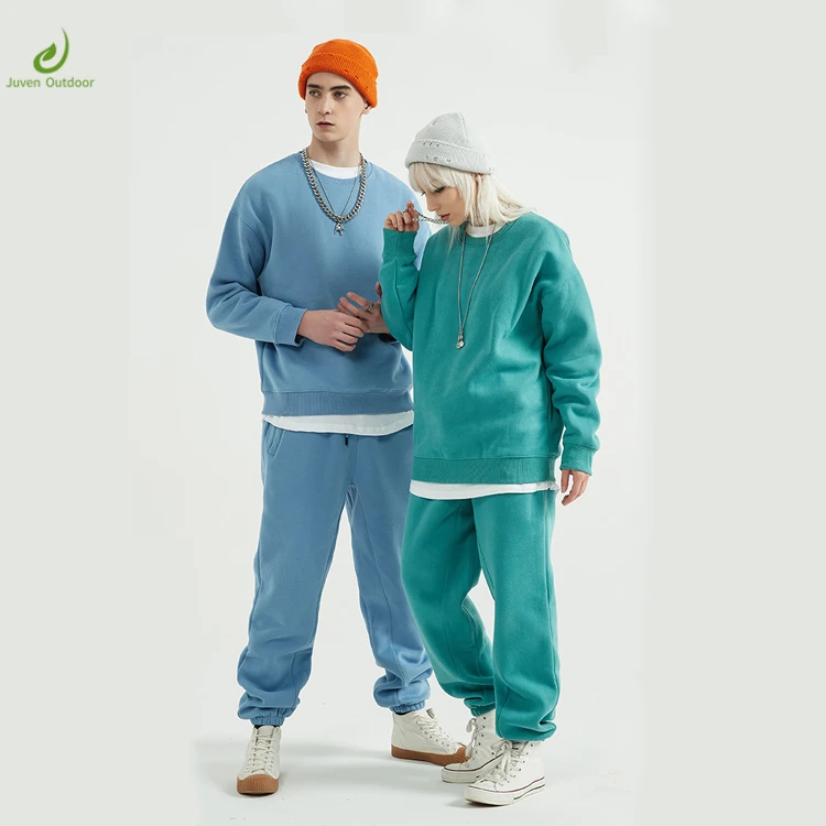 

100% cotton o neck pullover premium heavy fleece oversize unisex sweatshirt 2 pieces sweatsuit //, Customized color