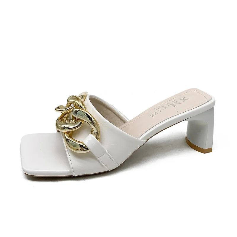 

2021 fashion metal button ladies slippers 2021 colorful casual women sandals height increasing slides women, Customized color