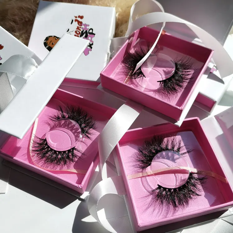 

Free shipping!Square shape customized packing with 25mm eyelashes long length 3D Mink Eyelashes, Black