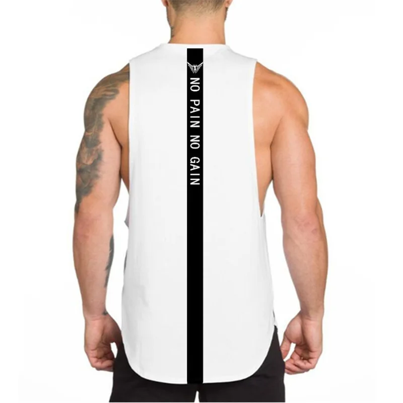 

Print logo no brand plain sport muscle gym tank top men plain white vest tops, As picture