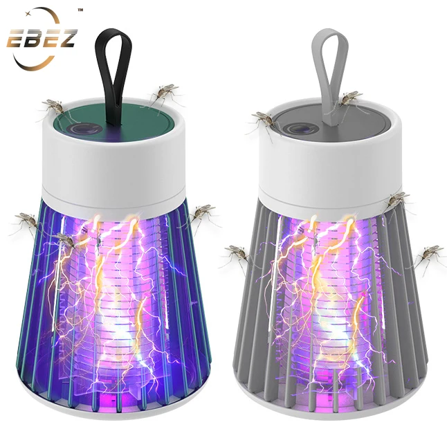 

EBEZ 2 in 1 Night Light Electric Bug Zapper Supplier Portable Mini Fly Mosquito Killer Lamp for Car Camping, Green/grey