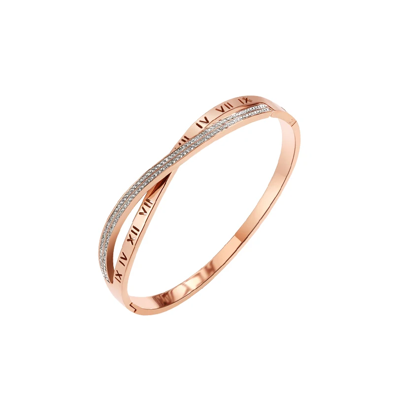 

Hot Sale Jewelry Rose Gold Rhinestone Bangles for Women Gift Wedding