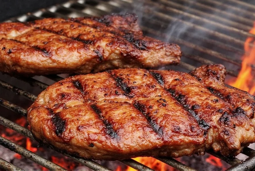 Essential barbecue tools including grill, thermometers, gloves, and brushes