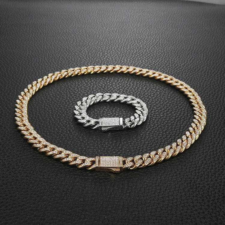 

GZYS JEWELRY Wholesale Waterproof 12mm Stainless Steel Cz Zircon Cuban Link Chain Necklace