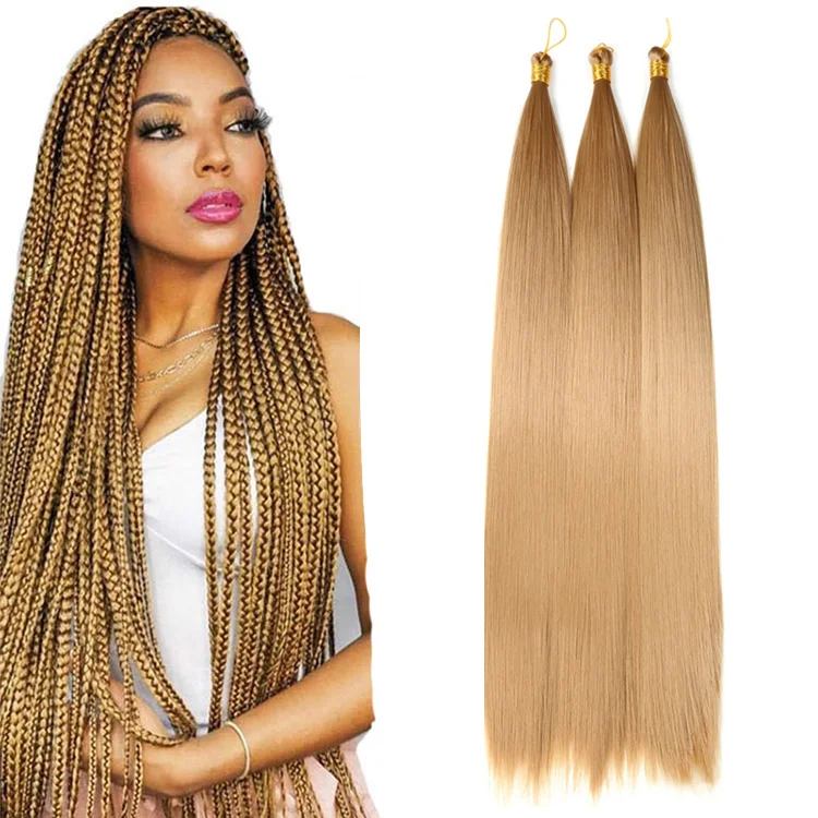 

bone Straight silky Braiding Synthetic Bulk Hair Extensions 22Inch High Temperature Hair Bundles Crochet Hair pre stretched, Black brown red pink purple